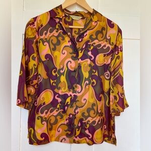 “Pucci-style” Alex Coleman Vintage Chic Maximalist Multicolor Blouse